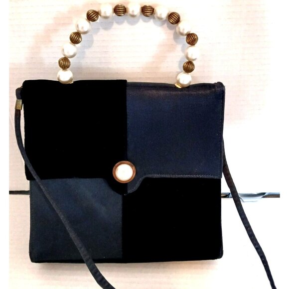 Vintage Black Velvet Evening Bag Handle Strap Made in Canada Purse - Picture 3 of 11